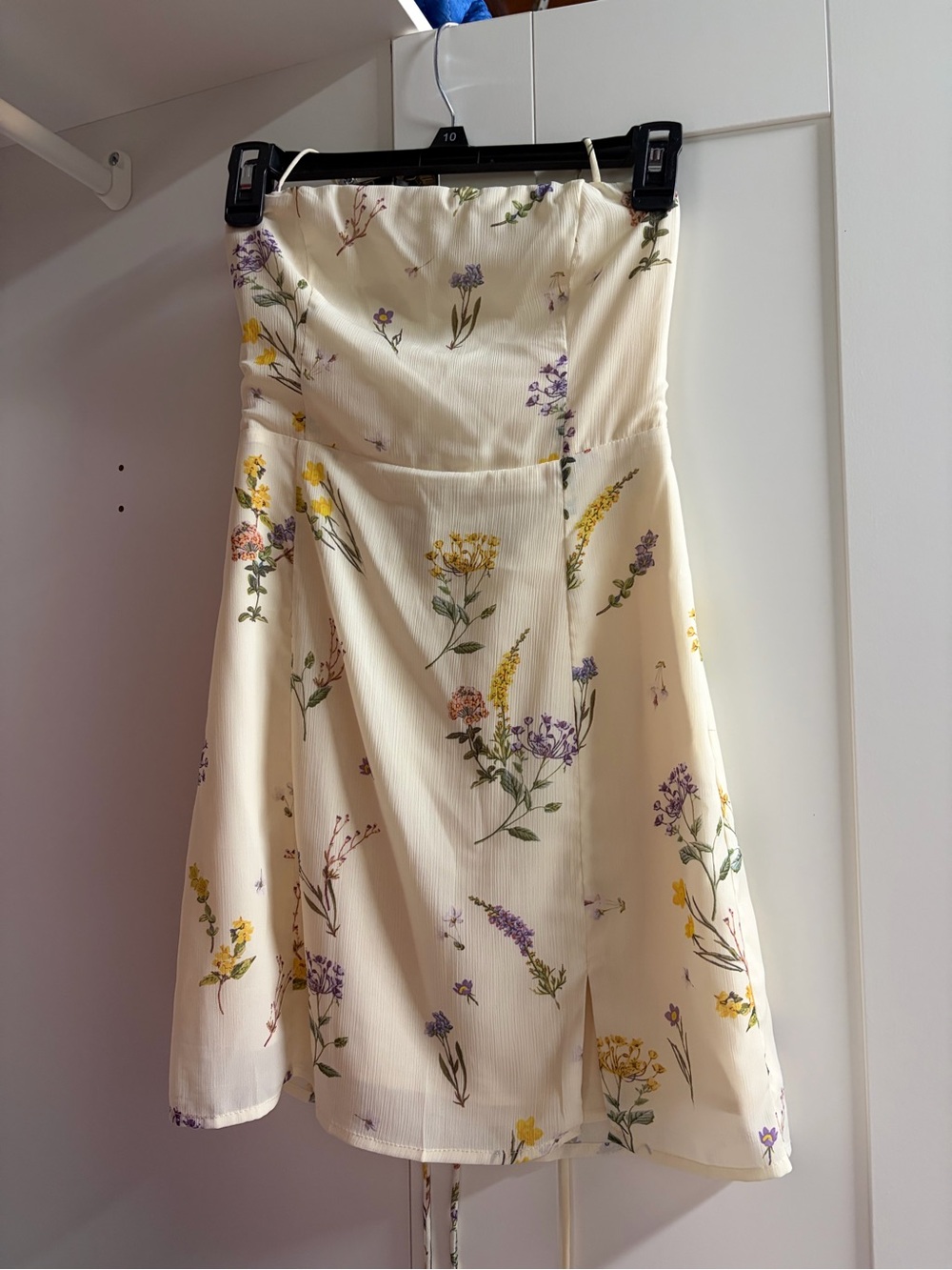 Lulu's Cream Floral Strapless Sundress with Yellow & Purple Blooms